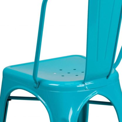 Blake Industrial Style Dining Chair, Crystal Blue - Set of 4 - Modern Galvanised steel - Image 4