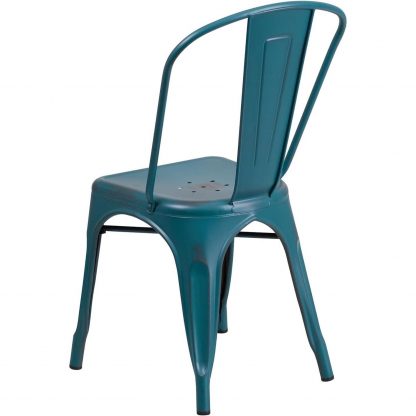 Blake Industrial Style Dining Chair, Kelly Blue - Set of 4 - Modern Galvanised steel - Image 5