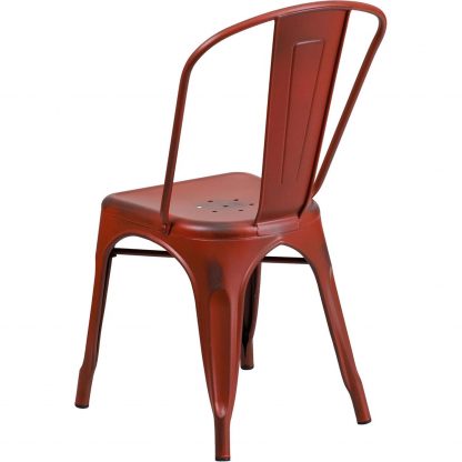 Blake Industrial Style Dining Chair, Red - Set of 4 - Modern Galvanised steel - Image 5
