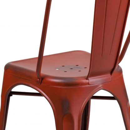 Blake Industrial Style Dining Chair, Red - Set of 4 - Modern Galvanised steel - Image 7