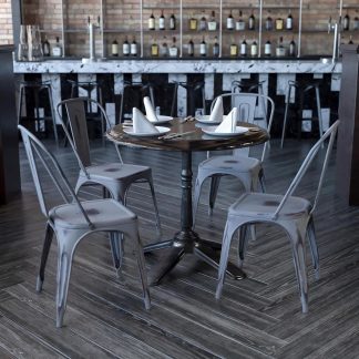Blake Industrial Style Dining Chair, Silver - Set of 4 - Modern Galvanised steel