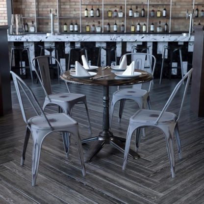 Blake Industrial Style Dining Chair, Silver - Set of 4 - Modern Galvanised steel