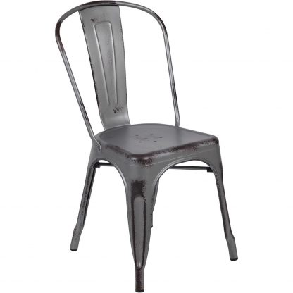 Blake Industrial Style Dining Chair, Silver - Set of 4 - Modern Galvanised steel - Image 3