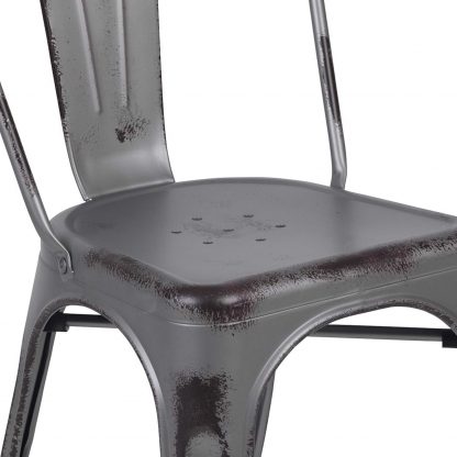 Blake Industrial Style Dining Chair, Silver - Set of 4 - Modern Galvanised steel - Image 6