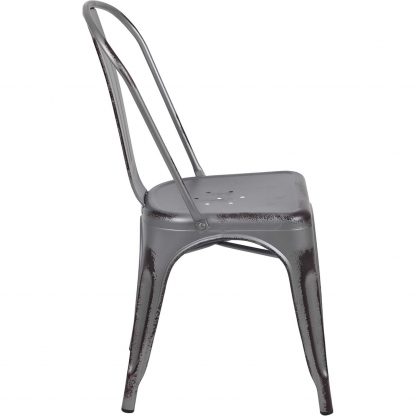 Blake Industrial Style Dining Chair, Silver - Set of 4 - Modern Galvanised steel - Image 5