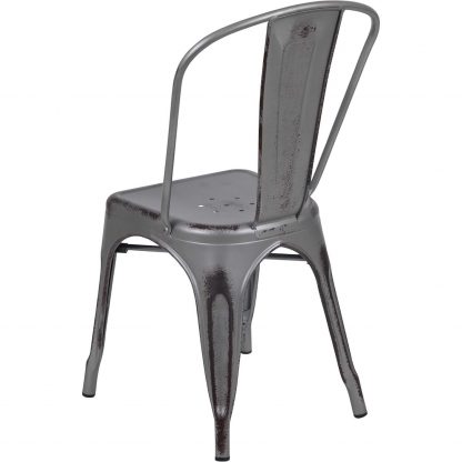 Blake Industrial Style Dining Chair, Silver - Set of 4 - Modern Galvanised steel - Image 4