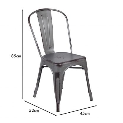 Blake Industrial Style Dining Chair, Silver - Set of 4 - Modern Galvanised steel - Image 2