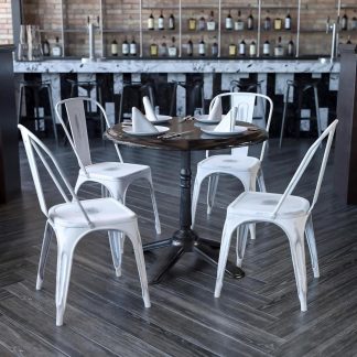 Blake Industrial Style Dining Chair, White - Set of 4 - Modern Galvanised steel