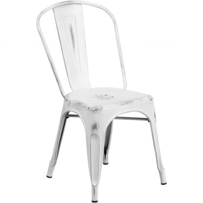 Blake Industrial Style Dining Chair, White - Set of 4 - Modern Galvanised steel - Image 4