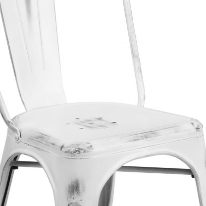 Blake Industrial Style Dining Chair, White - Set of 4 - Modern Galvanised steel - Image 6