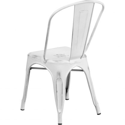 Blake Industrial Style Dining Chair, White - Set of 4 - Modern Galvanised steel - Image 5