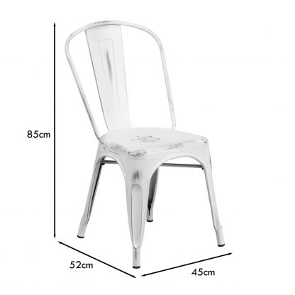 Blake Industrial Style Dining Chair, White - Set of 4 - Modern Galvanised steel - Image 2