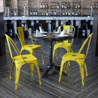 Blake Industrial Style Dining Chair, Yellow - Set of 4 - Modern Galvanised steel