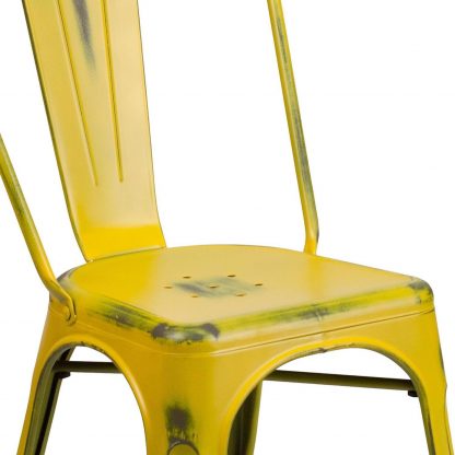 Blake Industrial Style Dining Chair, Yellow - Set of 4 - Modern Galvanised steel - Image 6