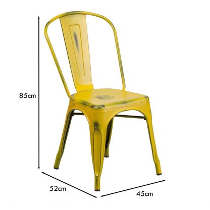 Blake Industrial Style Dining Chair, Yellow - Set of 4 - Modern Galvanised steel - Image 2