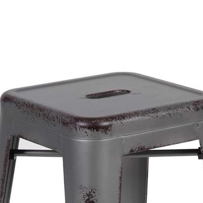 Kai 24" Industrial Style Bar Stool, Silver - Set of 4 - Modern Metal Counter Height - Image 4