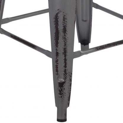 Kai 24" Industrial Style Bar Stool, Silver - Set of 4 - Modern Metal Counter Height - Image 5