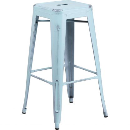 Kai 30" Industrial Style Bar Stool, Pale Blue - Set of 4 - Modern Metal Bar Height - Image 4