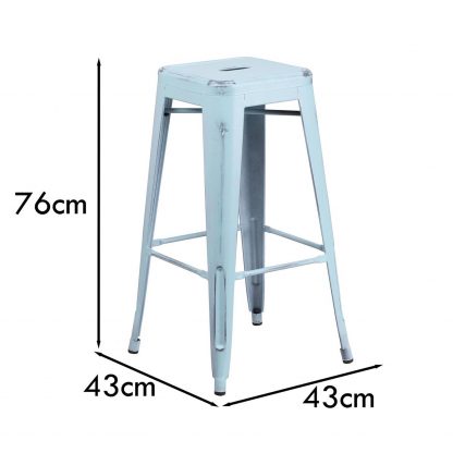 Kai 30" Industrial Style Bar Stool, Pale Blue - Set of 4 - Modern Metal Bar Height - Image 2