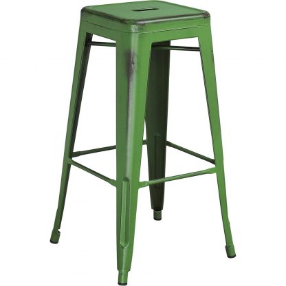 Kai 30" Industrial Style Bar Stool, Green - Set of 4 - Modern Metal Bar Height - Image 4