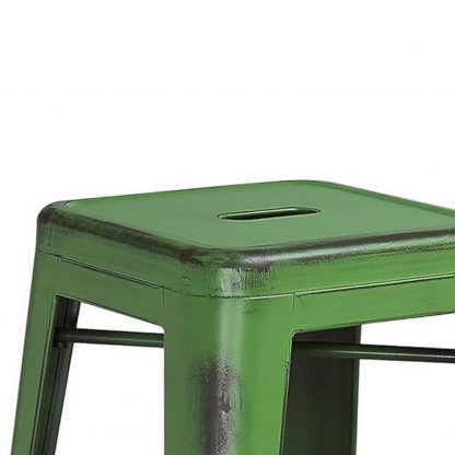 Kai 30" Industrial Style Bar Stool, Green - Set of 4 - Modern Metal Bar Height - Image 5