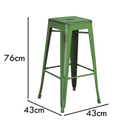 Kai 30" Industrial Style Bar Stool, Green - Set of 4 - Modern Metal Bar Height - Image 2