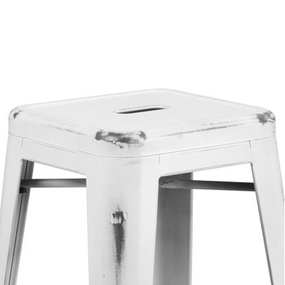 Kai 30" Industrial Style Bar Stool Distressed White - Set of 4 - Modern Metal Bar Height - Image 4