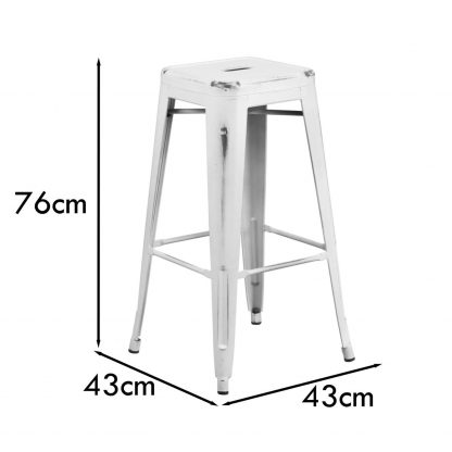 Kai 30" Industrial Style Bar Stool Distressed White - Set of 4 - Modern Metal Bar Height - Image 2
