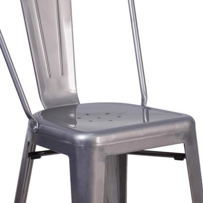 Lincoln 24" Industrial Style Bar Stool, Clear Coat - Set of 4 - Modern Metal Counter Height - Image 6