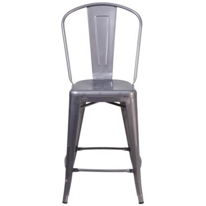 Lincoln 24" Industrial Style Bar Stool, Clear Coat - Set of 4 - Modern Metal Counter Height - Image 4