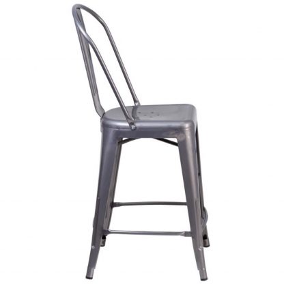 Lincoln 24" Industrial Style Bar Stool, Clear Coat - Set of 4 - Modern Metal Counter Height - Image 5