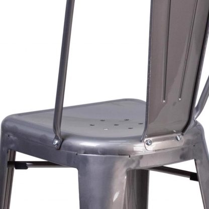 Lincoln 24" Industrial Style Bar Stool, Clear Coat - Set of 4 - Modern Metal Counter Height - Image 7