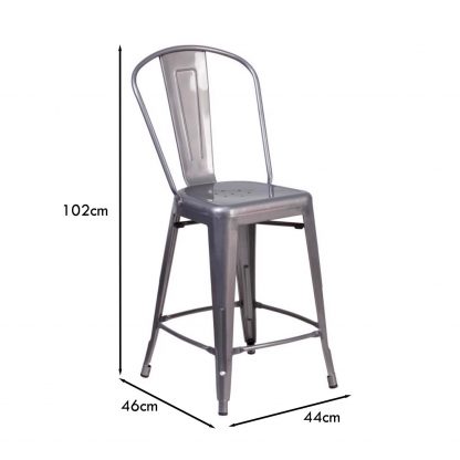 Lincoln 24" Industrial Style Bar Stool, Clear Coat - Set of 4 - Modern Metal Counter Height - Image 2
