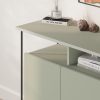 Decortie Cornea 2 Door Sideboard Buffet Unit Ash Green with Open Shelf & Black Metal Frame - Image 6