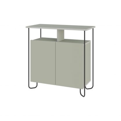 Decortie Cornea 2 Door Sideboard Buffet Unit Ash Green with Open Shelf & Black Metal Frame - Image 3