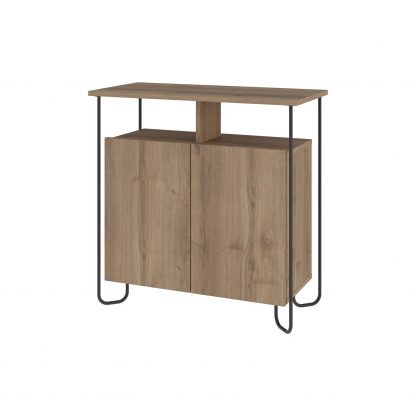 Decortie Cornea 2 Door Sideboard Buffet Unit Dark Oak with Open Shelf & Black Metal Frame - Image 3