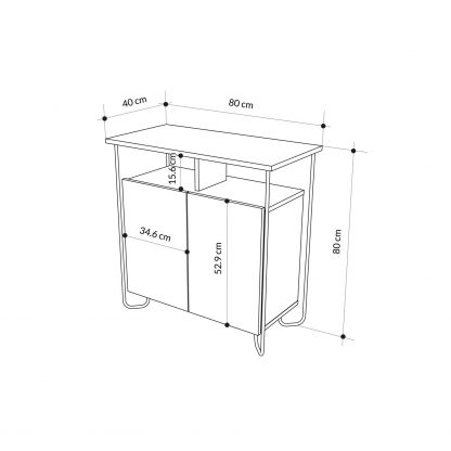 Decortie Cornea 2 Door Sideboard Buffet Unit Sandstone with Open Shelf & Black Metal Frame - Image 2