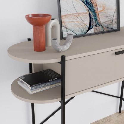 Decortie Otis 1 Drawer 2 Shelf Console Table - Matt Sandstone with Black Metal Frame - Image 6
