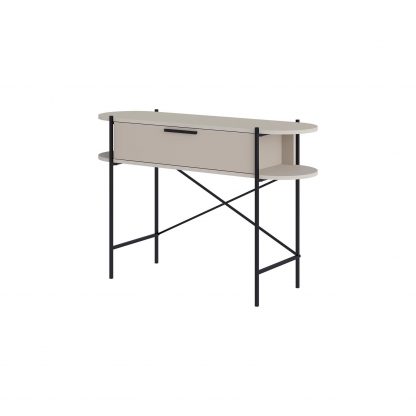 Decortie Otis 1 Drawer 2 Shelf Console Table - Matt Sandstone with Black Metal Frame - Image 3