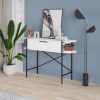 Decortie Otis 1 Drawer 2 Shelf Console Table - Matt White with Black Metal Frame - Image 4