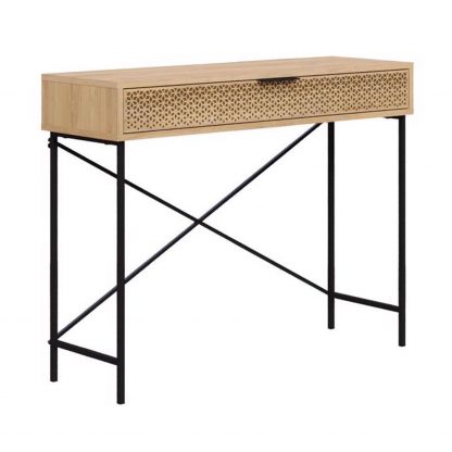 Naive 1 Drawer Console Table Sapphire Oak with Black Metal Frame - Image 3