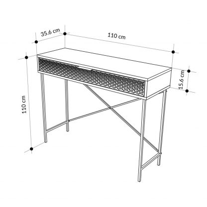 Naive 1 Drawer Console Table Sapphire Oak with Black Metal Frame - Image 2