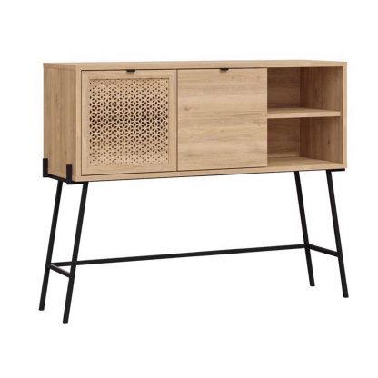 Decortie Naive 2 Door 1 Shelf Sideboard Buffet Unit - Sapphire Oak with Black Metal Frame - Image 3