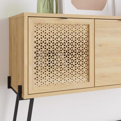 Decortie Naive 2 Door 1 Shelf Sideboard Buffet Unit - Sapphire Oak with Black Metal Frame - Image 6