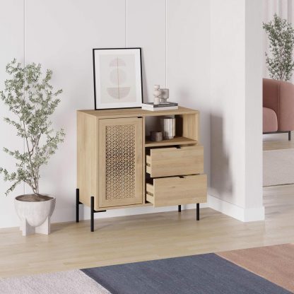 Naïve 1 Door 2 Drawer Sideboard Buffet Storage Unit with Open Shelf - Oak - Image 5