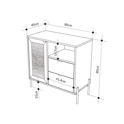 Naïve 1 Door 2 Drawer Sideboard Buffet Storage Unit with Open Shelf - Oak - Image 2