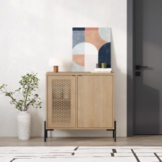 Naive 2 Door Sideboard Buffet Unit Sapphire Oak with Black Metal Frame
