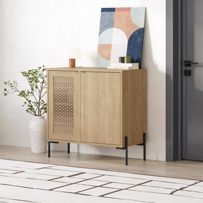 Naive 2 Door Sideboard Buffet Unit Sapphire Oak with Black Metal Frame - Image 4