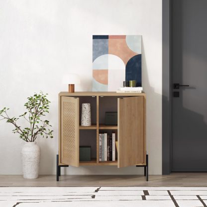 Naive 2 Door Sideboard Buffet Unit Sapphire Oak with Black Metal Frame - Image 3