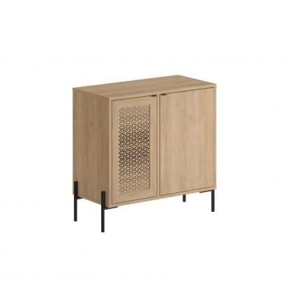 Naive 2 Door Sideboard Buffet Unit Sapphire Oak with Black Metal Frame - Image 6